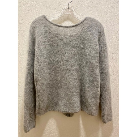 SEZANE Gaspar Cardigan Grey Super Kid Mohair Baby Alpaca Button Front Cardigan M - Picture 4 of 12